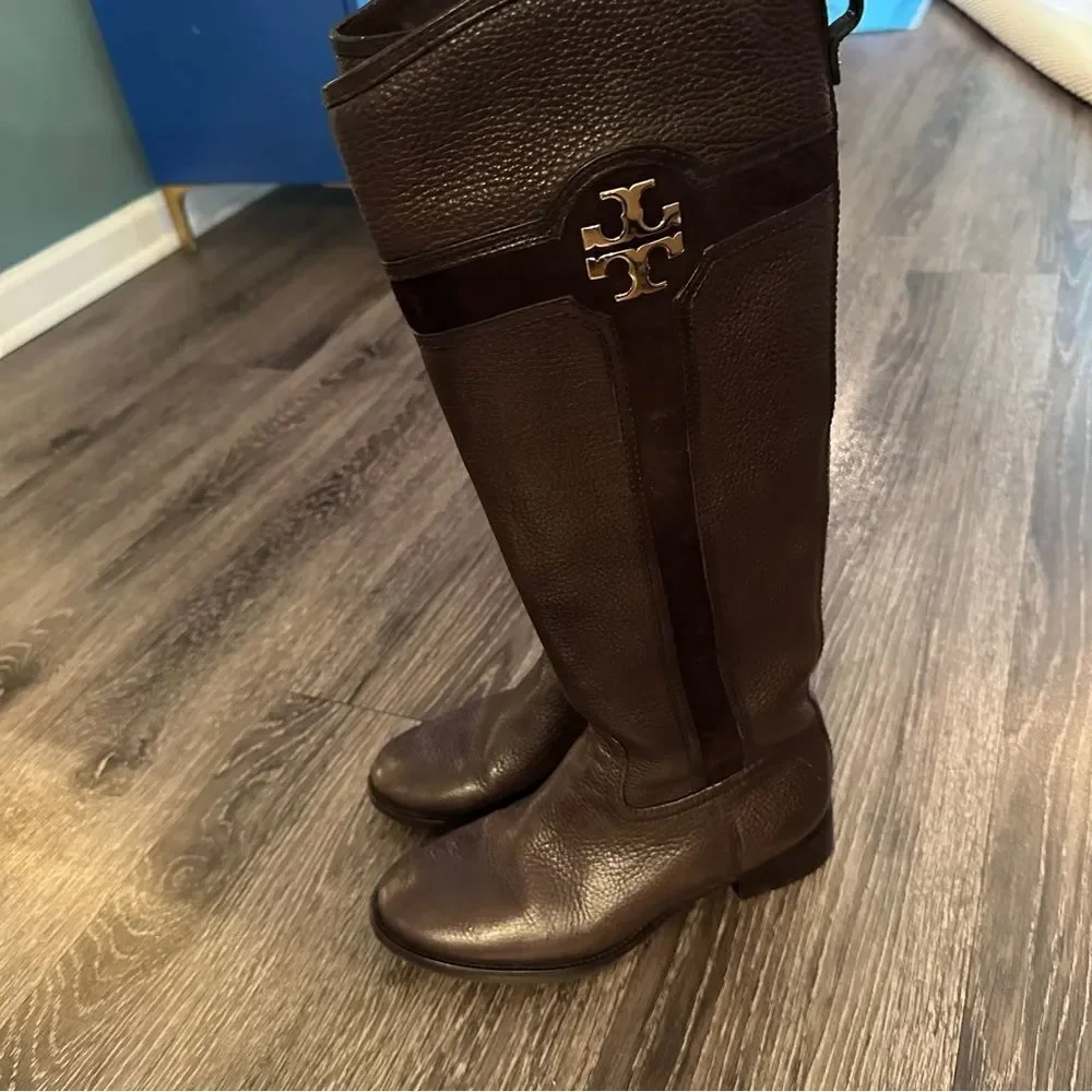 Tory Burch Brown Leather Riding Boots